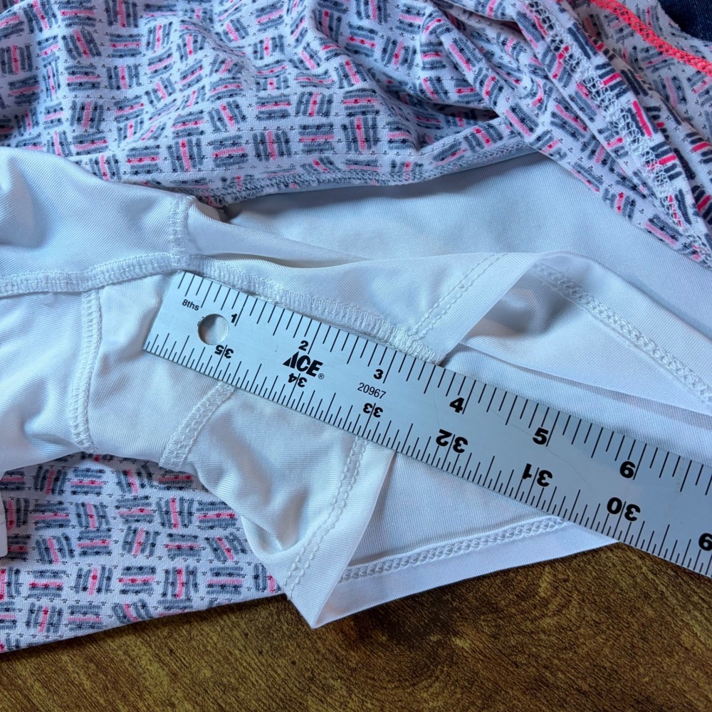 Lucky in Love Women Small Tennis Skort White Denim Pink Ruffle Skirt Pickleball - Picture 7 of 7